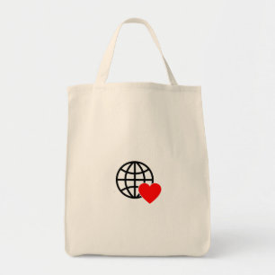 Tote Bag Icône du Globe de l'Amour Mondial   Conception de 