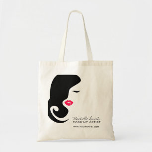 Tote Bag Icône maquillage Femme visage en noir blanc lèvres