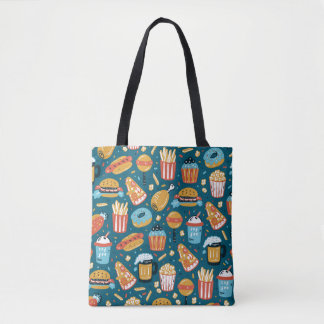 Tote Bag Icônes de restauration rapide : Doodles Vintages