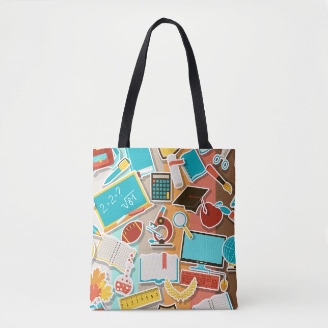 Tote Bag Icônes d'équipement scolaire (Devant)