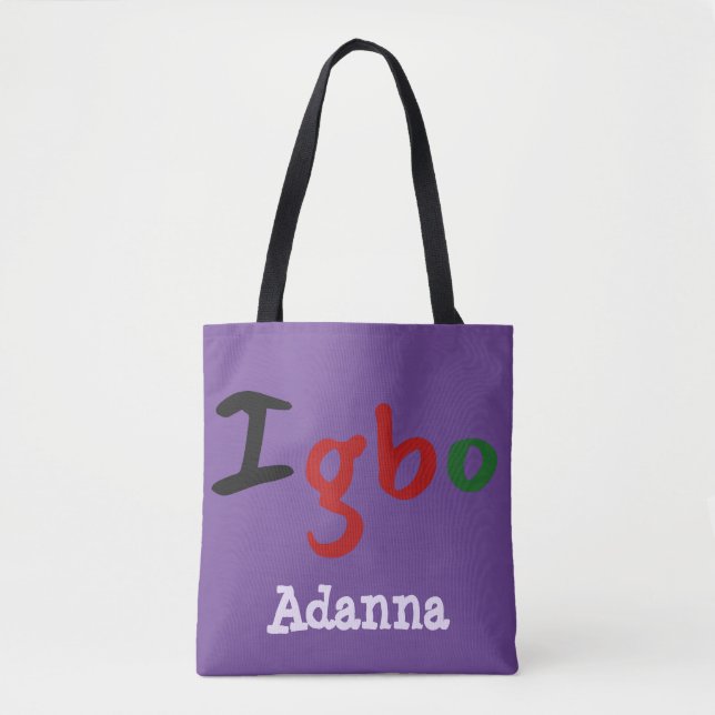 Tote Bag Igbo Tribal Purple (Devant)