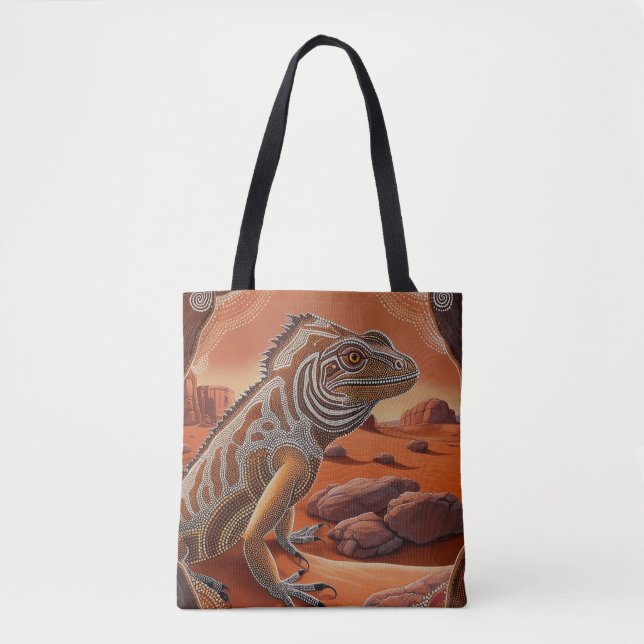Tote Bag Iguana, thème aborigène australien (Devant)