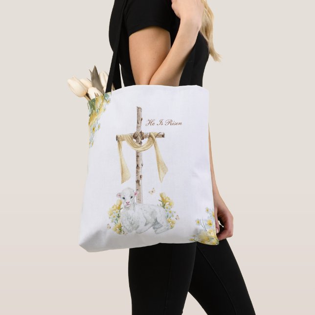 Tote Bag Il Est Ressuscité Chrétien Pâques Personnalisé (De près)