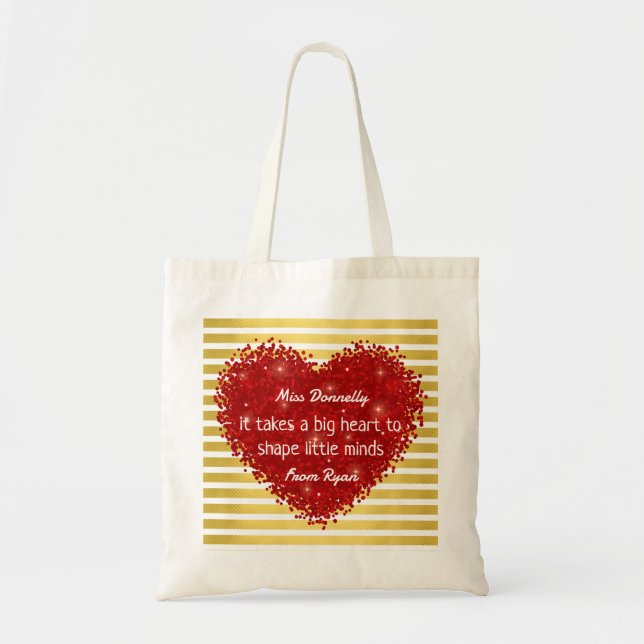 Tote Bag Il faut un grand coeur enseignant Appréciation per (Devant)