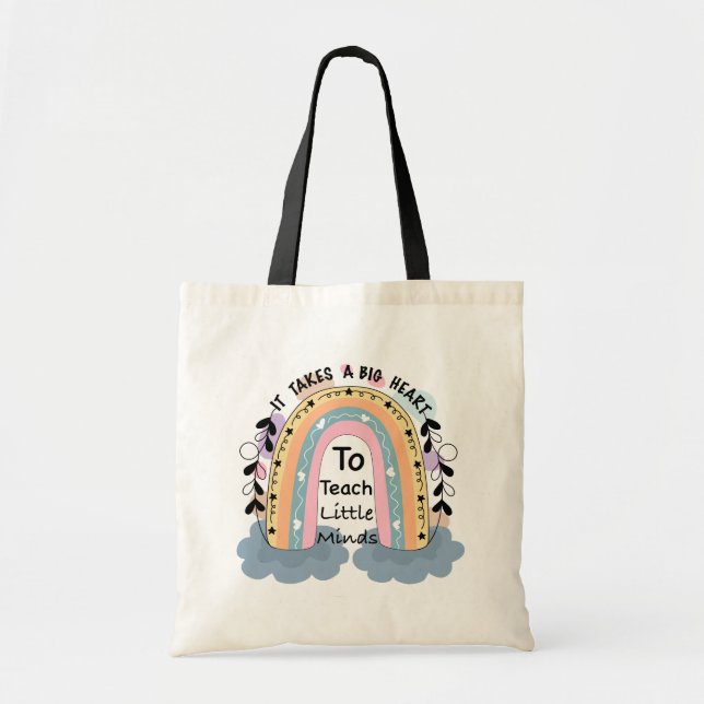 Tote Bag Il faut un grand coeur pour apprendre les petits e (Devant)