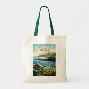 Tote Bag Îles Galapagos Tortue géante Voyage Art Retro