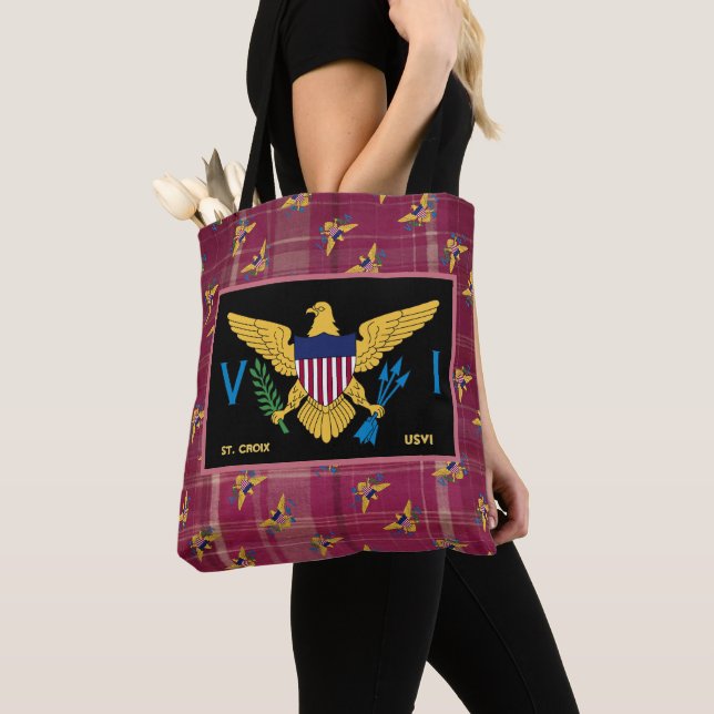 Tote Bag Iles Vierges américaines St. Croix USVI Madras Cus (De près)