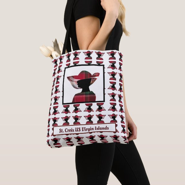 Tote Bag Îles Vierges américaines St. Croix USVI Madras Mot (De près)