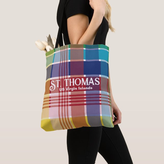 Tote Bag Îles Vierges américaines St. Thomas USVI Madras (De près)