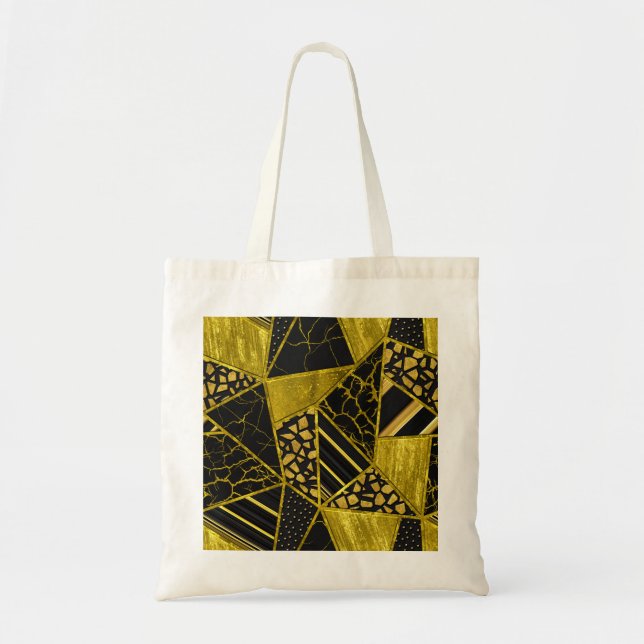 Tote Bag Illusion de texture du triangle noir or (Devant)