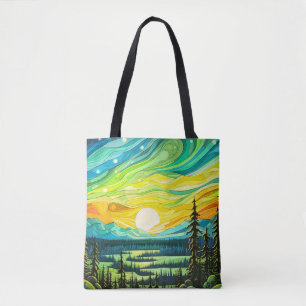 Tote Bag Illustration Abstraite du coucher de soleil majest