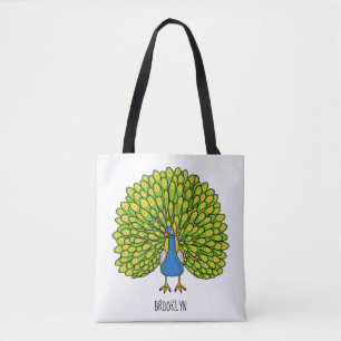 Tote Bag Illustration amusante de paon oiseau brillant
