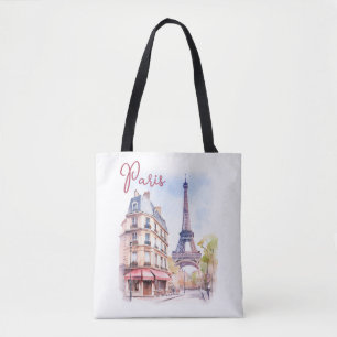Tote Bag Illustration aquarelle de la Tour Eiffel de Paris