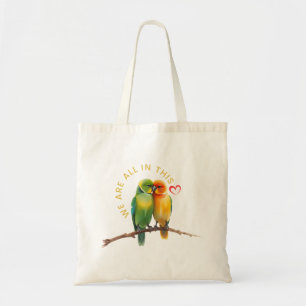 Tote Bag Illustration aquarelle de tourtereaux et de cœurs
