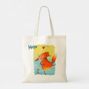 Tote Bag Illustration artisanale de l'aquarelle Funny Fox
