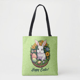 Tote Bag Illustration classique du lapin de Pâques. Joyeux 
