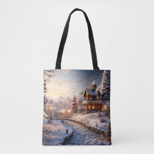 Tote Bag Illustration Cosy Village à Noël