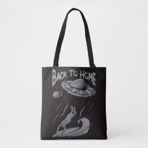 Tote Bag illustration d'alien ufo surfant avec retour à la 