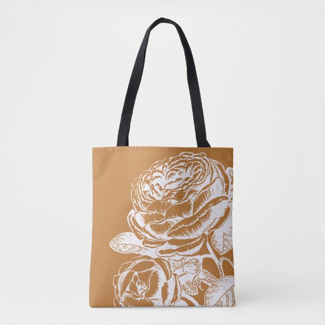 Tote Bag Illustration d'art de la ligne florale en moutarde (Devant)