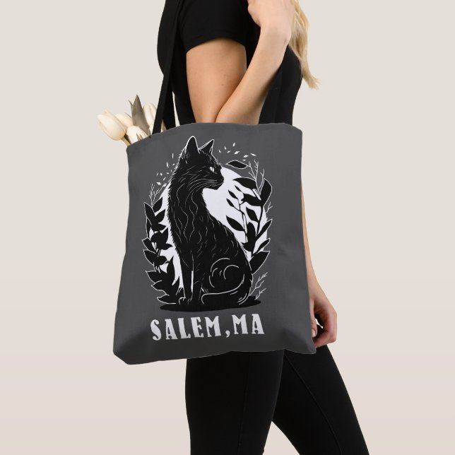 Tote Bag Illustration de chat noir | Salem (De près)