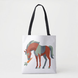 Tote Bag Illustration de cheval géométrique mangeant une ca