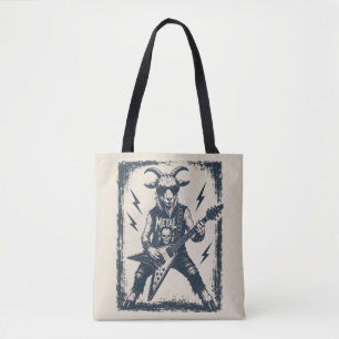 Tote Bag Illustration de chèvre heavy metal vintage drôle
