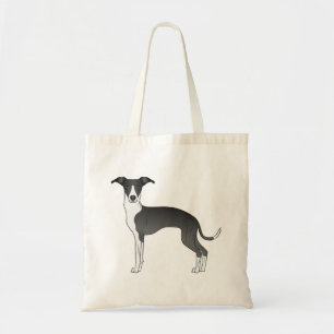 Tote Bag Illustration de chien Lévrier Italien noir et blan
