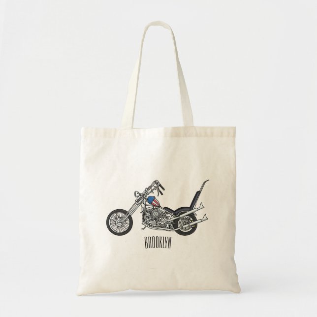 Tote Bag Illustration de Chopper Motorcycle 1950 (Devant)