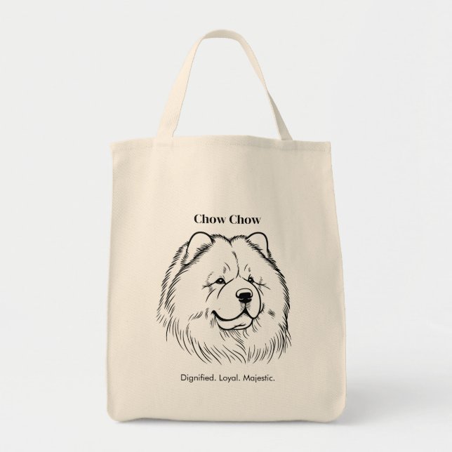 Tote Bag Illustration de Chow Chow Portrait en ligne noire (Devant)