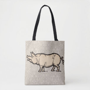 Tote Bag Illustration de cochon antique mignon vintage