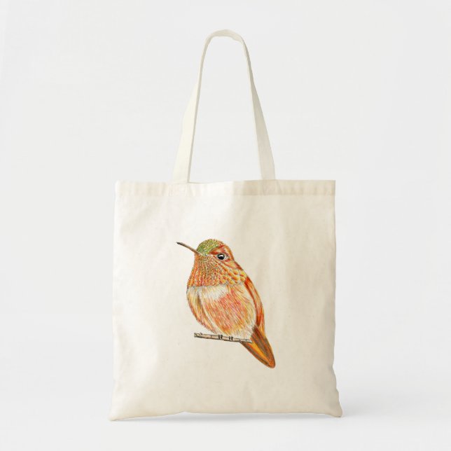 Tote Bag Illustration de colibri perché d'orange (Devant)