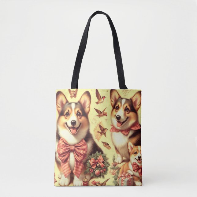 Tote Bag Illustration de Corgi Corgi gallois mignon (Devant)