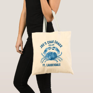 Tote Bag Illustration de crabe bleu mou Modèle personnalisé