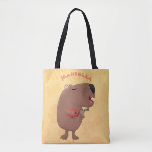Tote Bag Illustration de dessin animé de capybara ukulele