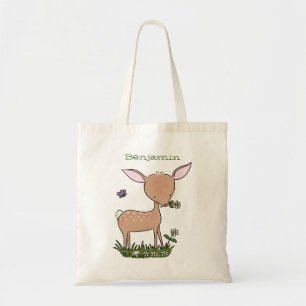 Tote Bag Illustration de dessin animé de jeune cerf heureux