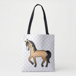 Tote Bag Illustration de dessin mignon Cheval en peau de bo