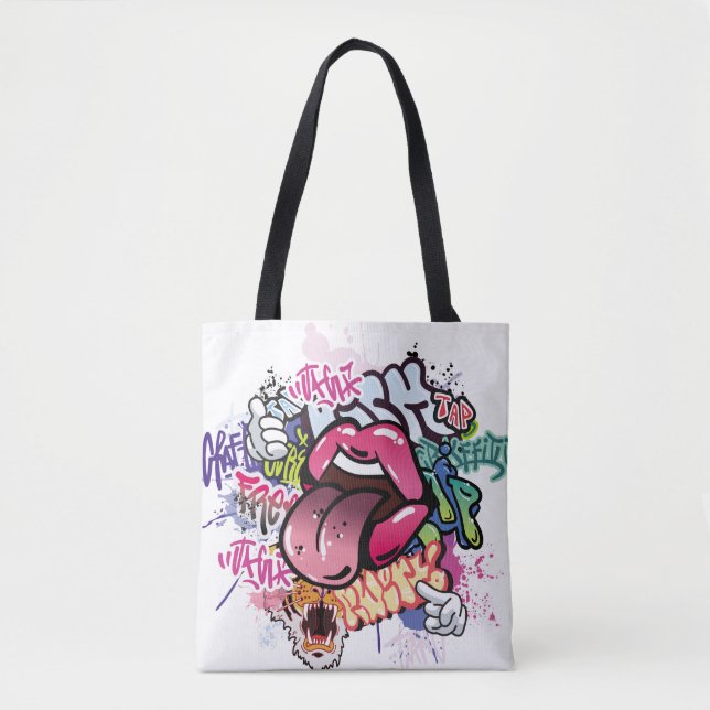 Tote Bag Illustration de graffiti avec lettres de graffitis (Devant)