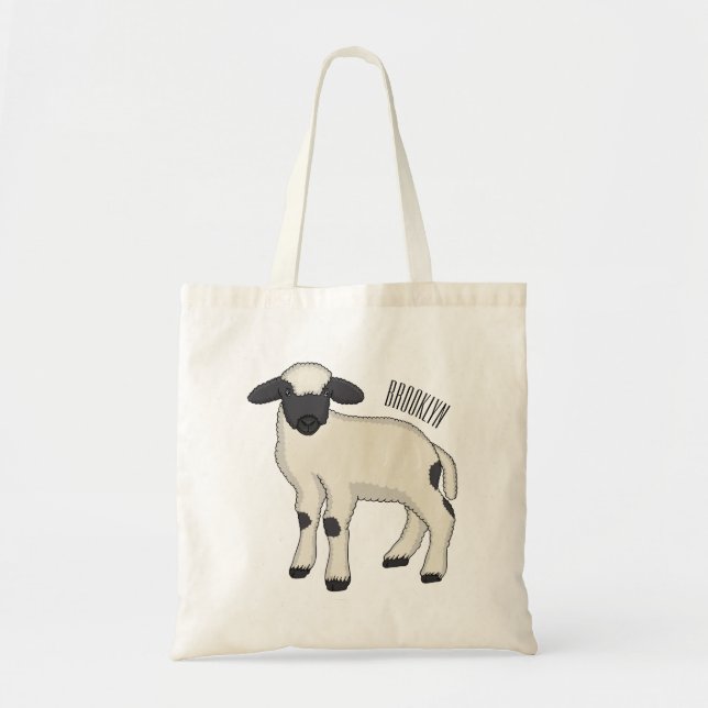 Tote Bag Illustration de la caricature de mouton Valais Bla (Devant)