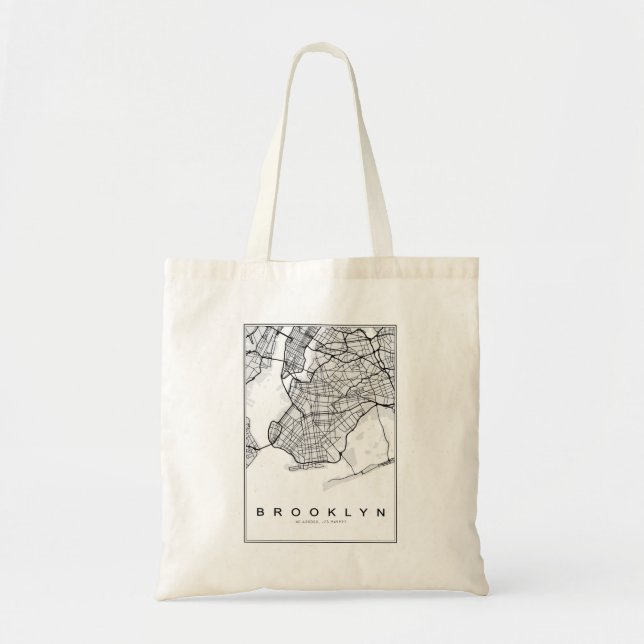 Tote Bag Illustration de la carte de Brooklyn (Devant)