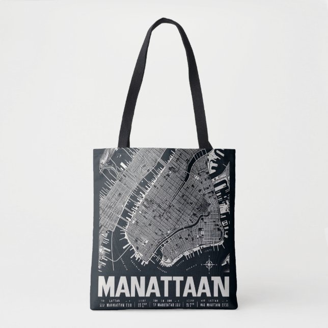 Tote Bag Illustration de la carte de Manhattan (Devant)