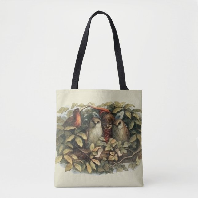 Tote Bag Illustration de la nature des hiboux et des fées d (Devant)