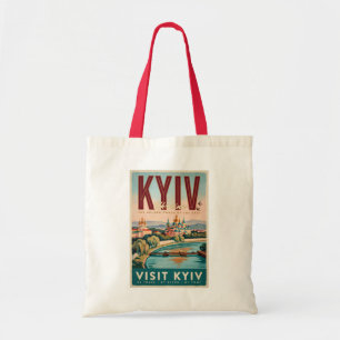 Tote Bag Illustration de la skyline de Kiev en Ukraine, Art