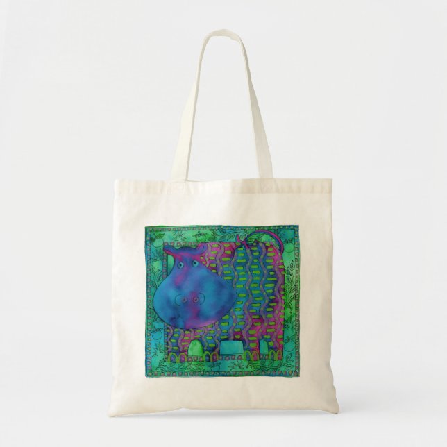 Tote Bag Illustration de l'aquarelle à Hippo (Devant)