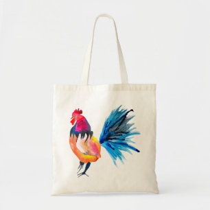 Tote Bag Illustration de l'aquarelle colorée du coq