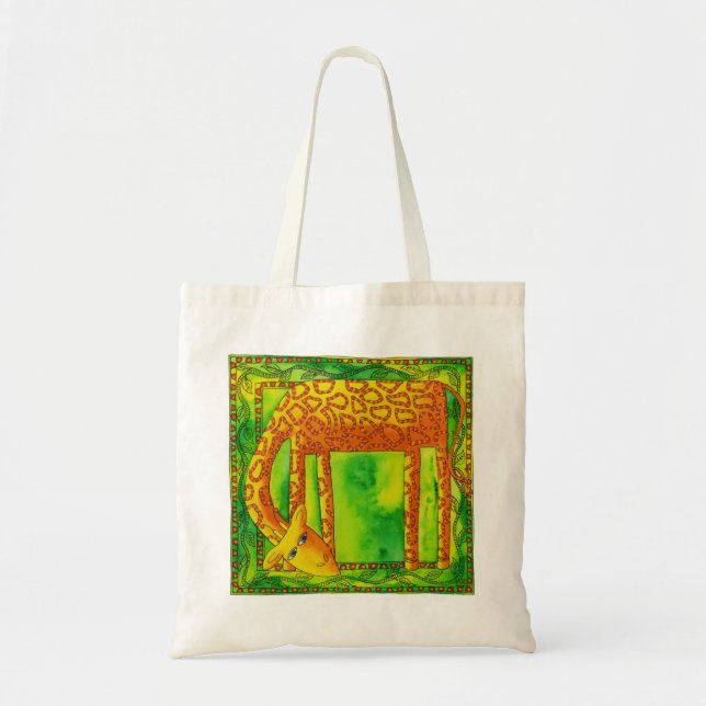 Tote Bag Illustration de l'aquarelle de girafe à motifs (Devant)