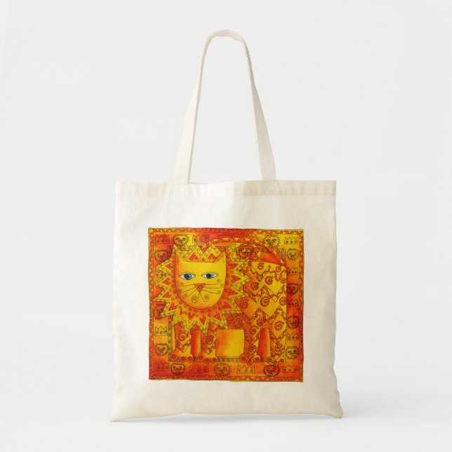 Tote Bag Illustration de l'aquarelle du lion à motifs (Devant)