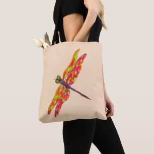 Tote Bag Illustration de l'aquarelle du néon de libellule