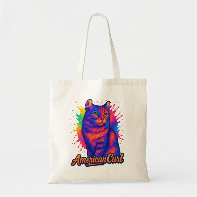 Tote Bag Illustration de l'art de la flûte de chat Curl amé (Devant)