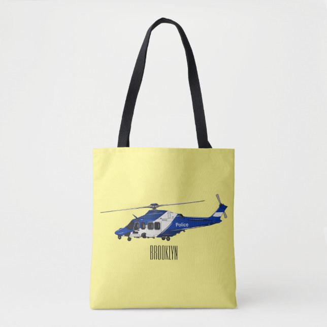 Tote Bag Illustration de l'hélicoptère de police (Devant)
