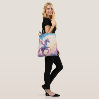 Tote Bag Illustration de licorne volante avec des nuages ar